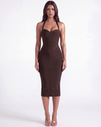 Vestido midi bandage con escote halter