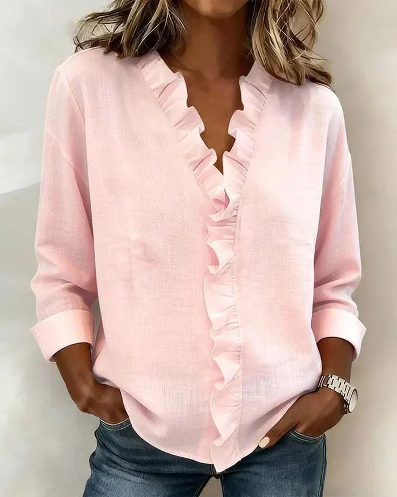 Savi™ | Stijlvolle V Hals Top Met Ruffles