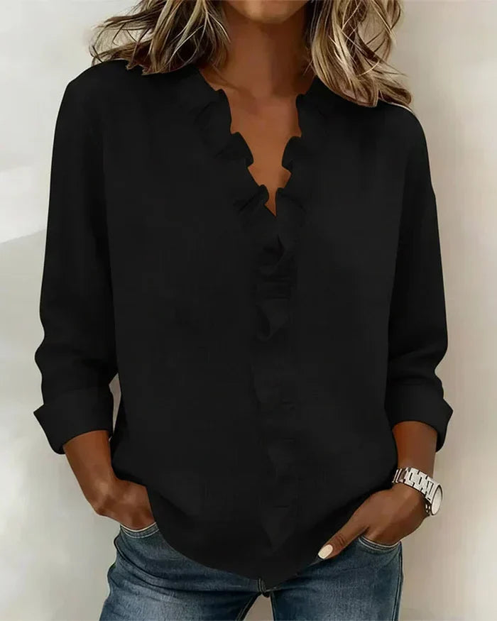 Savi™ | Stijlvolle V Hals Top Met Ruffles