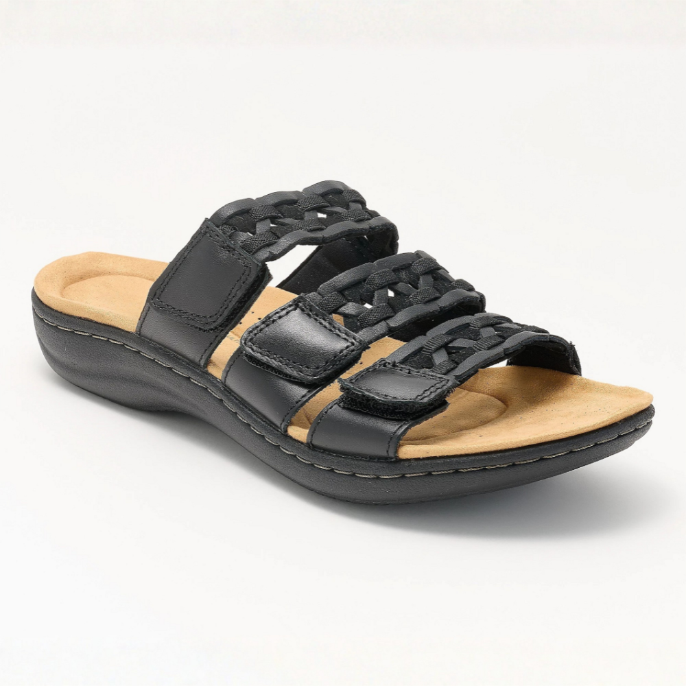 Riviera Triple-Strap Leather Slides – All-Day Cushion Comfort