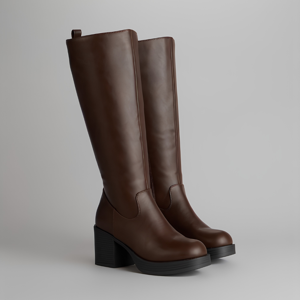 Milano Wide-Calf Platform Boots – Pull-On Comfort, All-Day Confidence