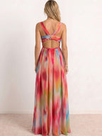 Vestido largo estampado multicolor