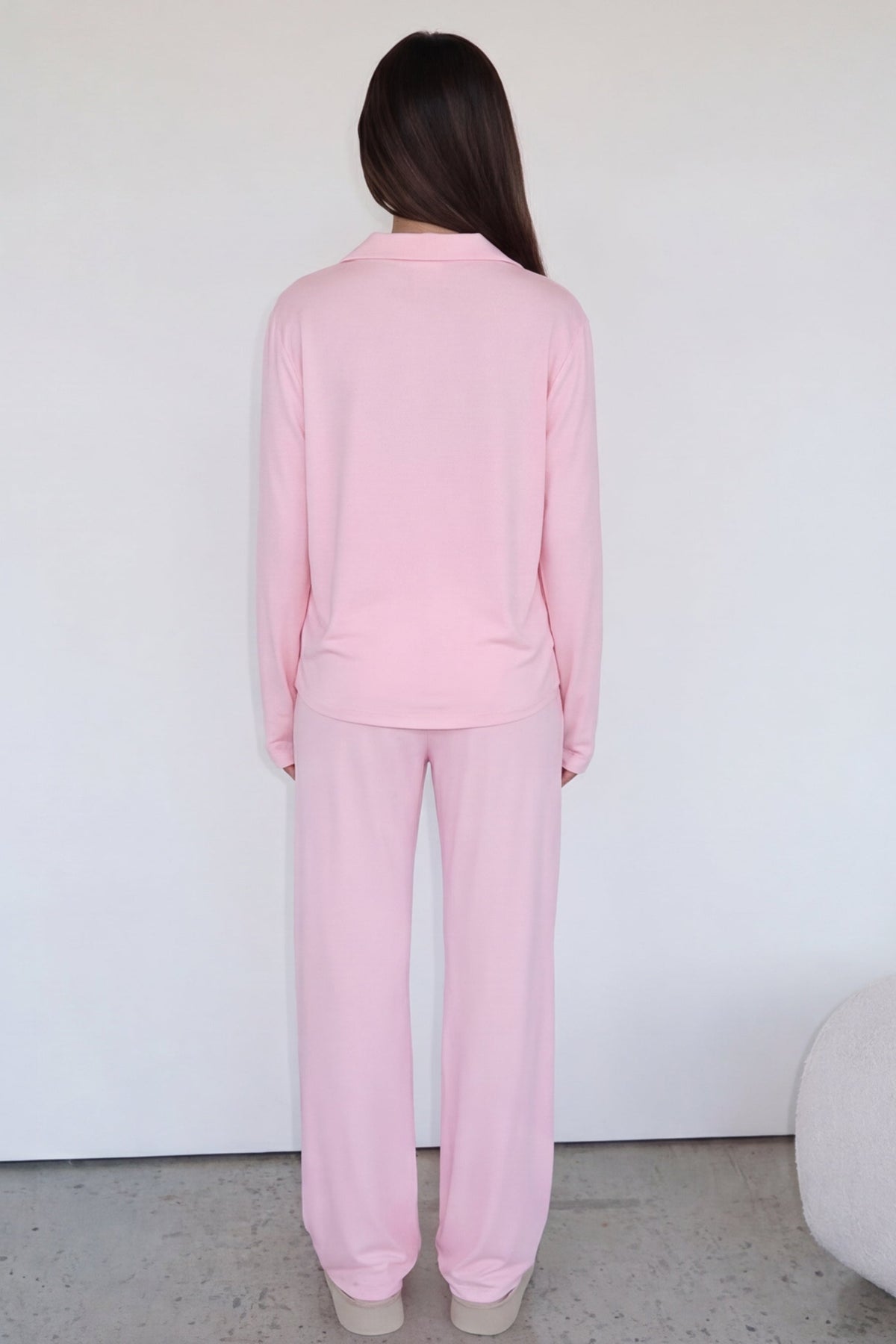Conjunto de pijama rosa suave