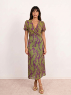 Vestido midi estampado con tirantes