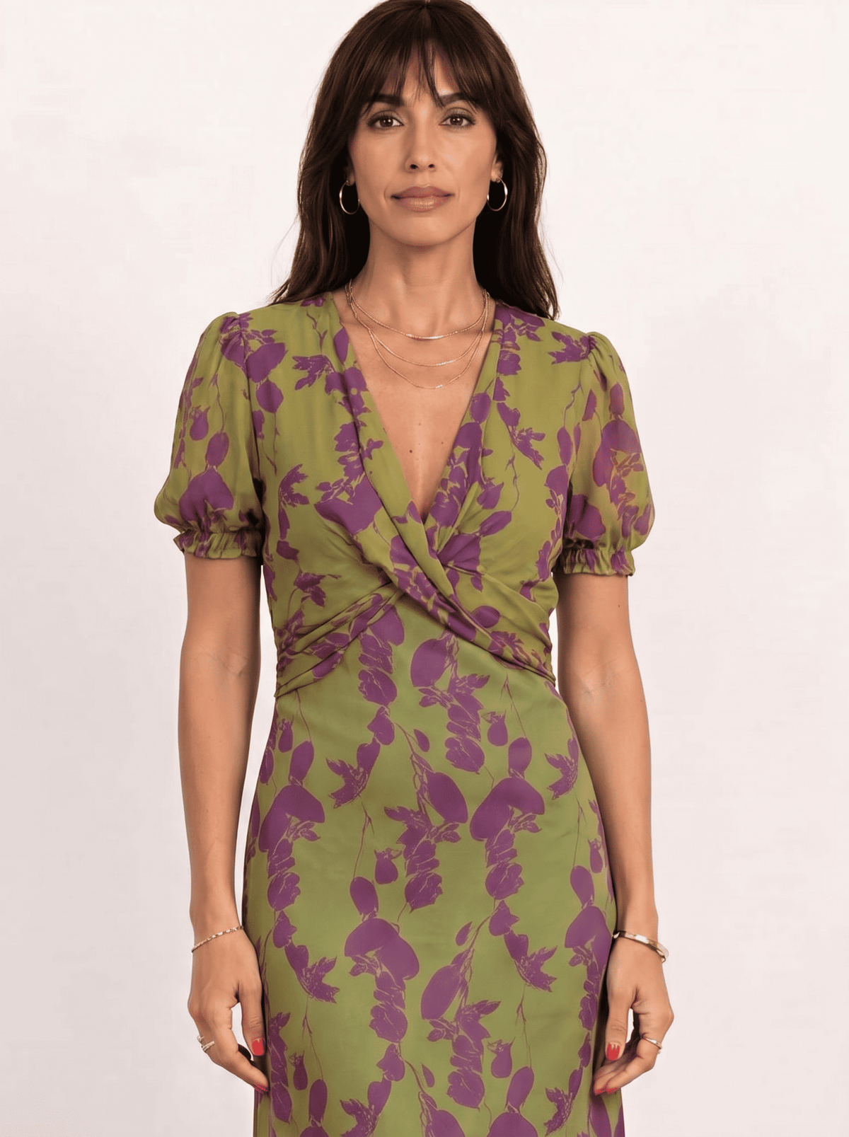 Vestido midi estampado con tirantes