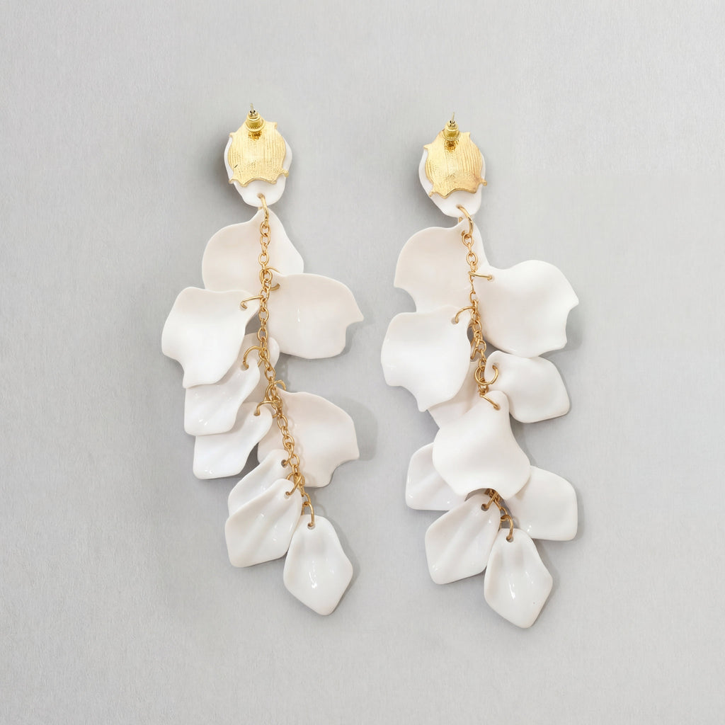 Pendientes de Gotas con Pétalos de Orquídea
